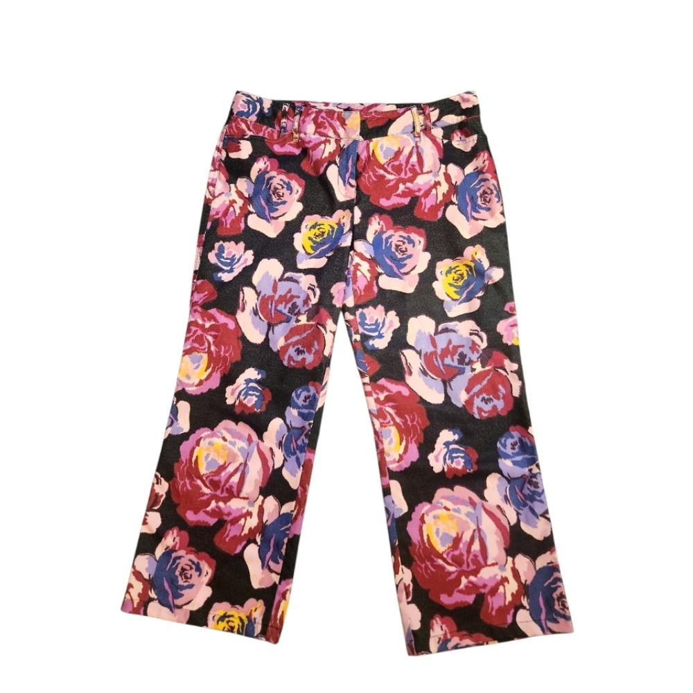 Express Stretch Floral Wide-Leg Pants